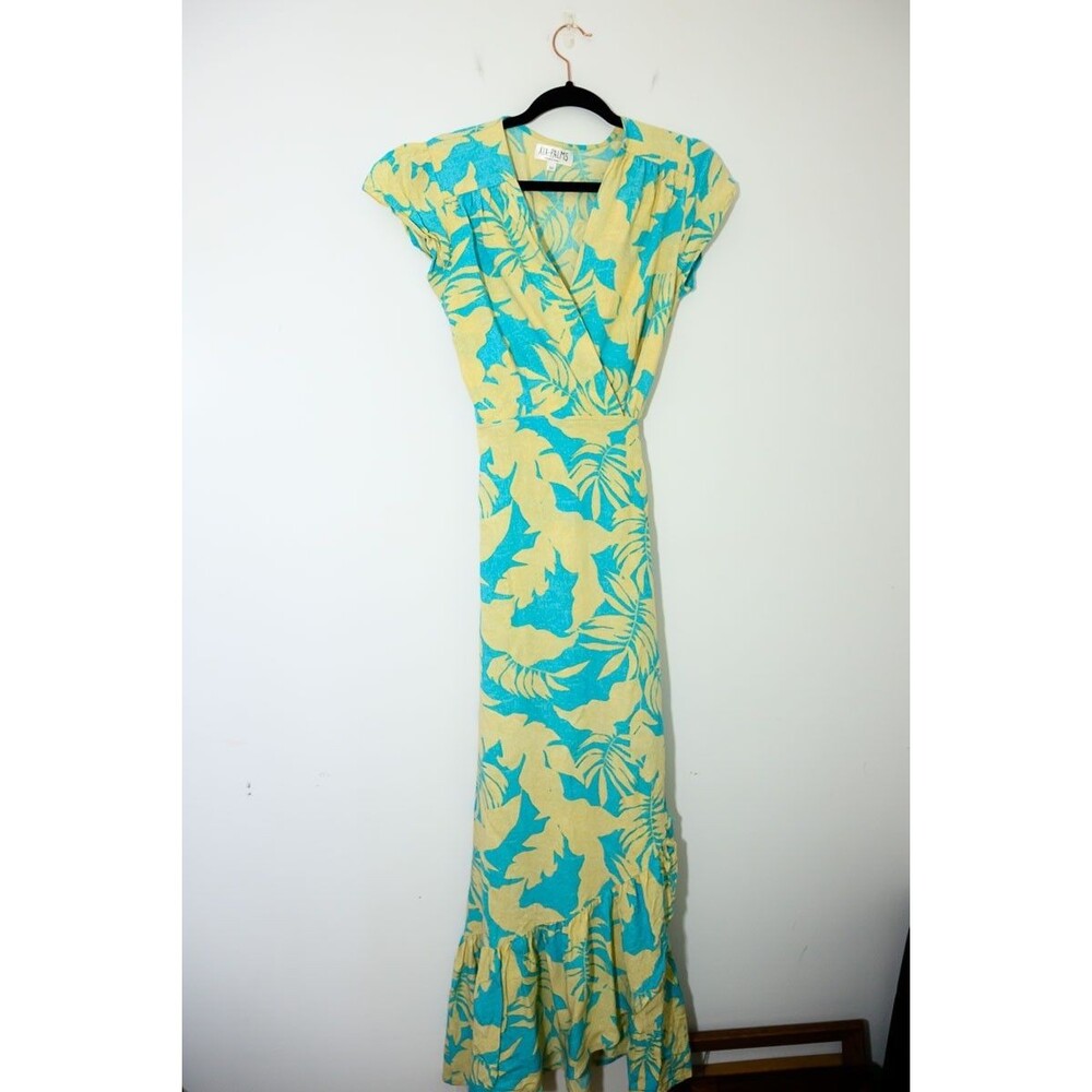 XIX Palms Dress M Maxi Wrap Tropical Hawaii Beach Vacation Resort Cruise Summer
